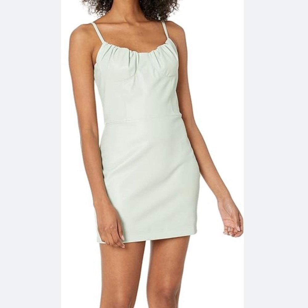 243. Kendall & Kylie vegan leather pastel green mini dress